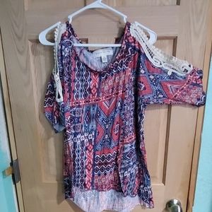 Crocheted cold shoulder top